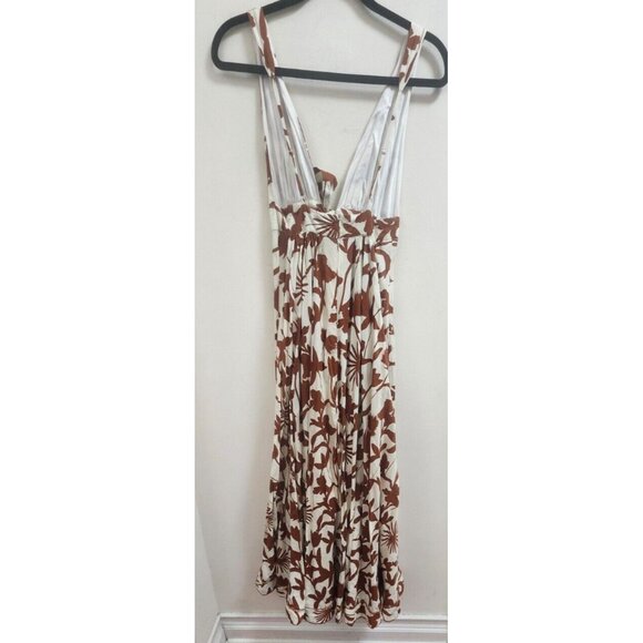 Aakaa Floral Maxi Dress Women Sz S Reddish Brown & White Summer - Picture 8 of 14